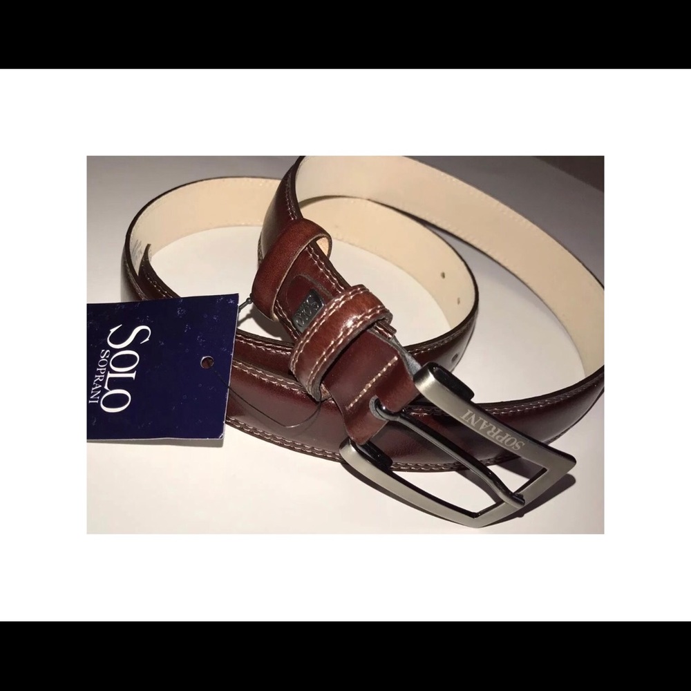 SOLO SOPRANI Mens leather belt  39" to midhole NWT